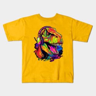 Dino with headphones Kids T-Shirt